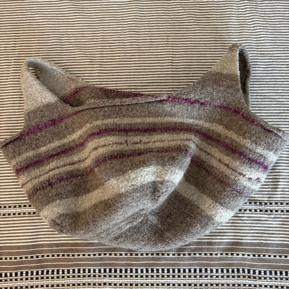 Felted Wool Market Bag Handmade Striped Tote‎ Slouchy Artisan Boho